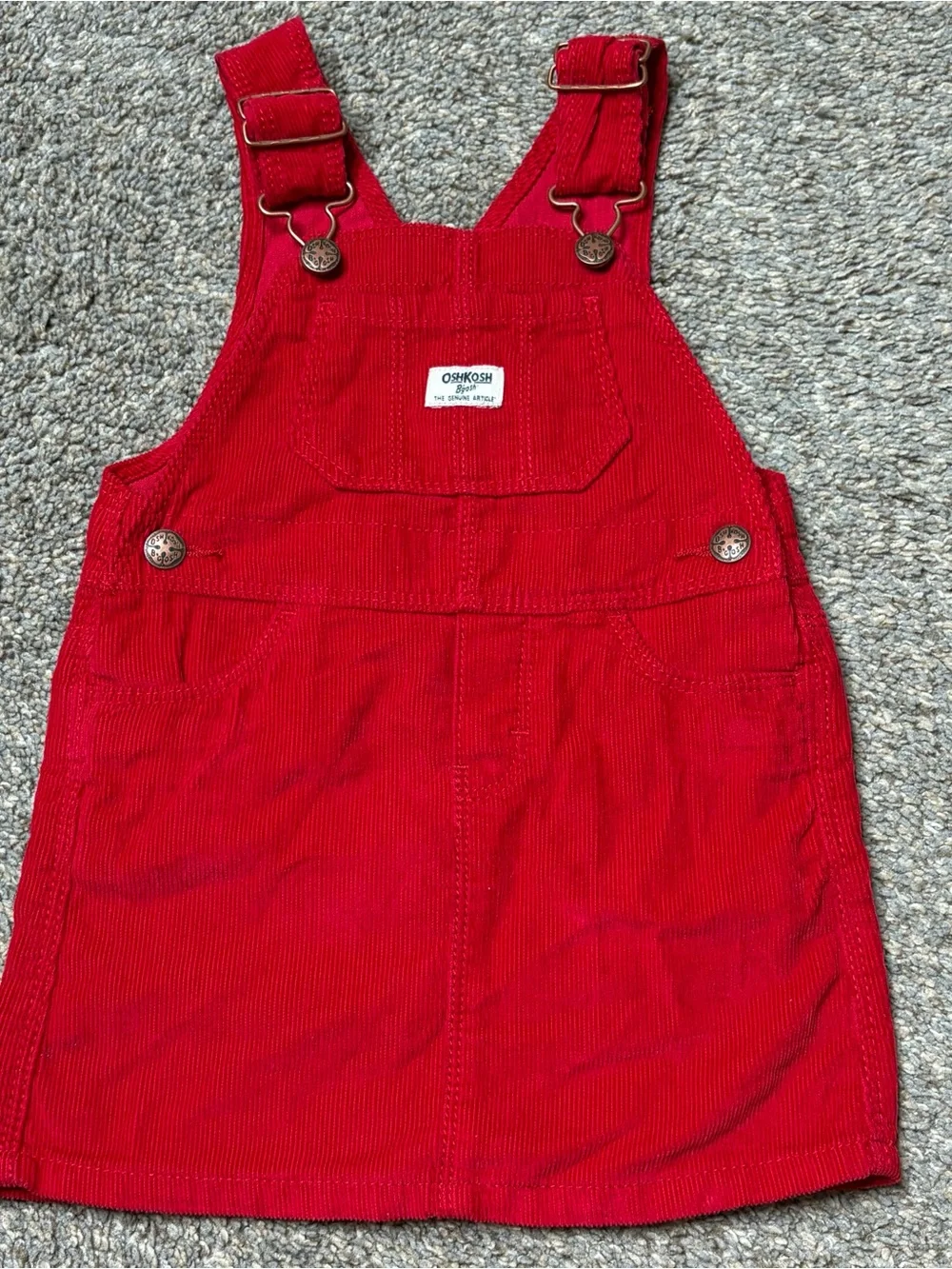 Oshkosh Red Corduroy Baby Girl Overall Dress 18M